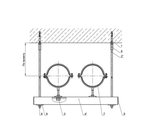 Крепления двух трубопроводов к перекрытию в Гомеле
