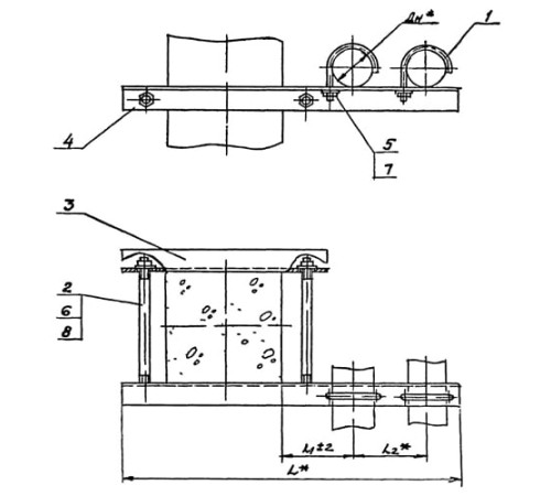 Крепления двух трубопроводов к колонне в Гомеле