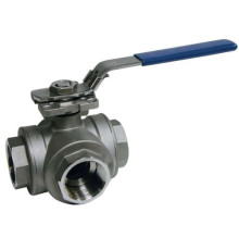 Шаровые муфтовые краны трехходовые с ручным управлением