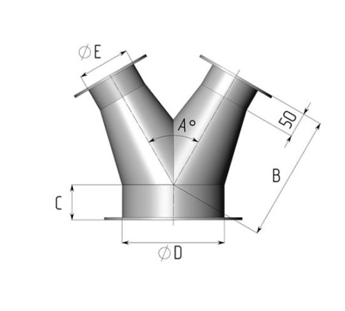 Титановые неравнопроходные Y-тройники для воздуховодов в Гомеле